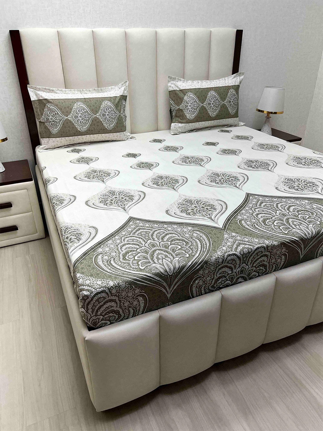 Pure Decor Cotton King Size Double Bed Bedsheet With 2 Pillow Covers 2.74m X 2.74m, Brown