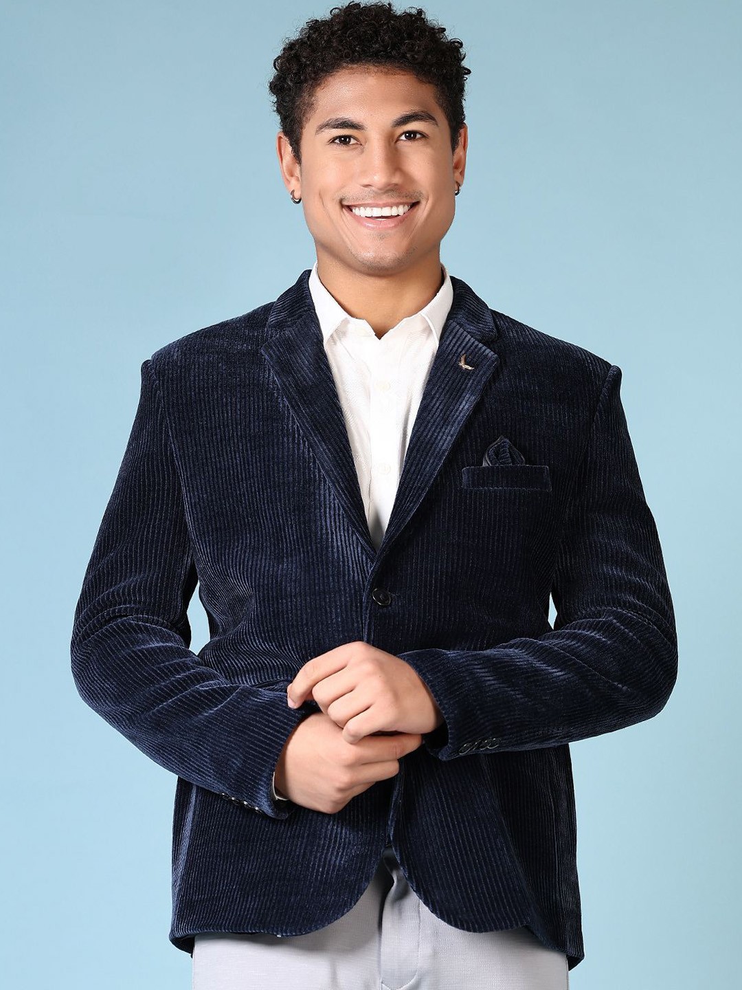 

V-Mart Self Design Single-Breasted Blazers, Navy blue