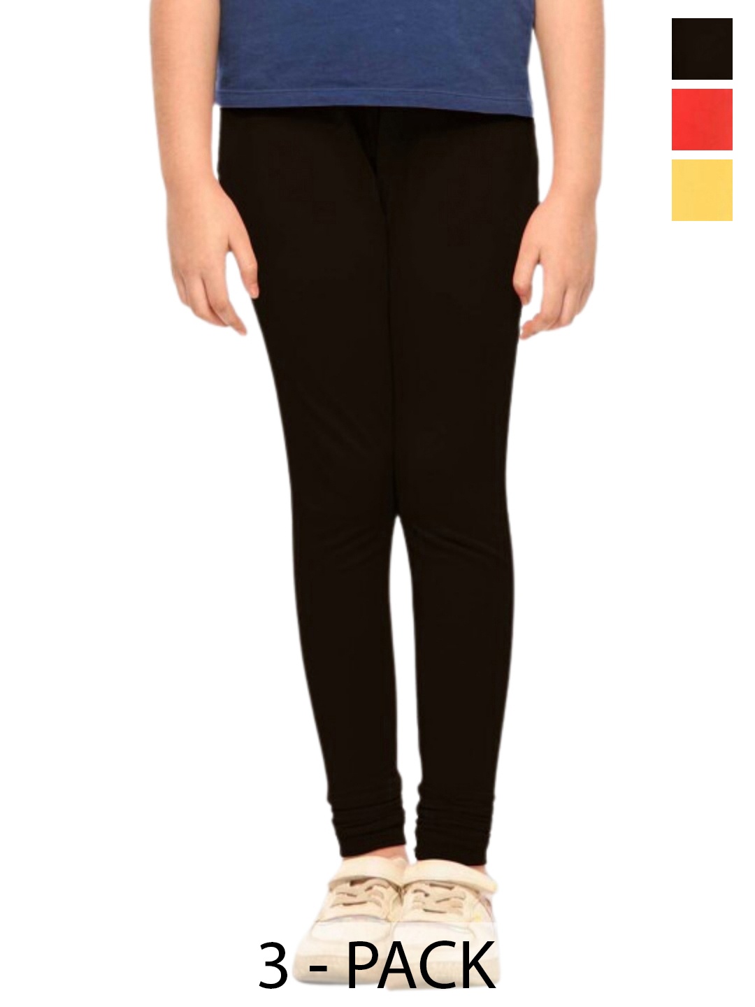 

Tik Tok WEARS Girls Pack Of 3 Churidar-Length Leggings, Black