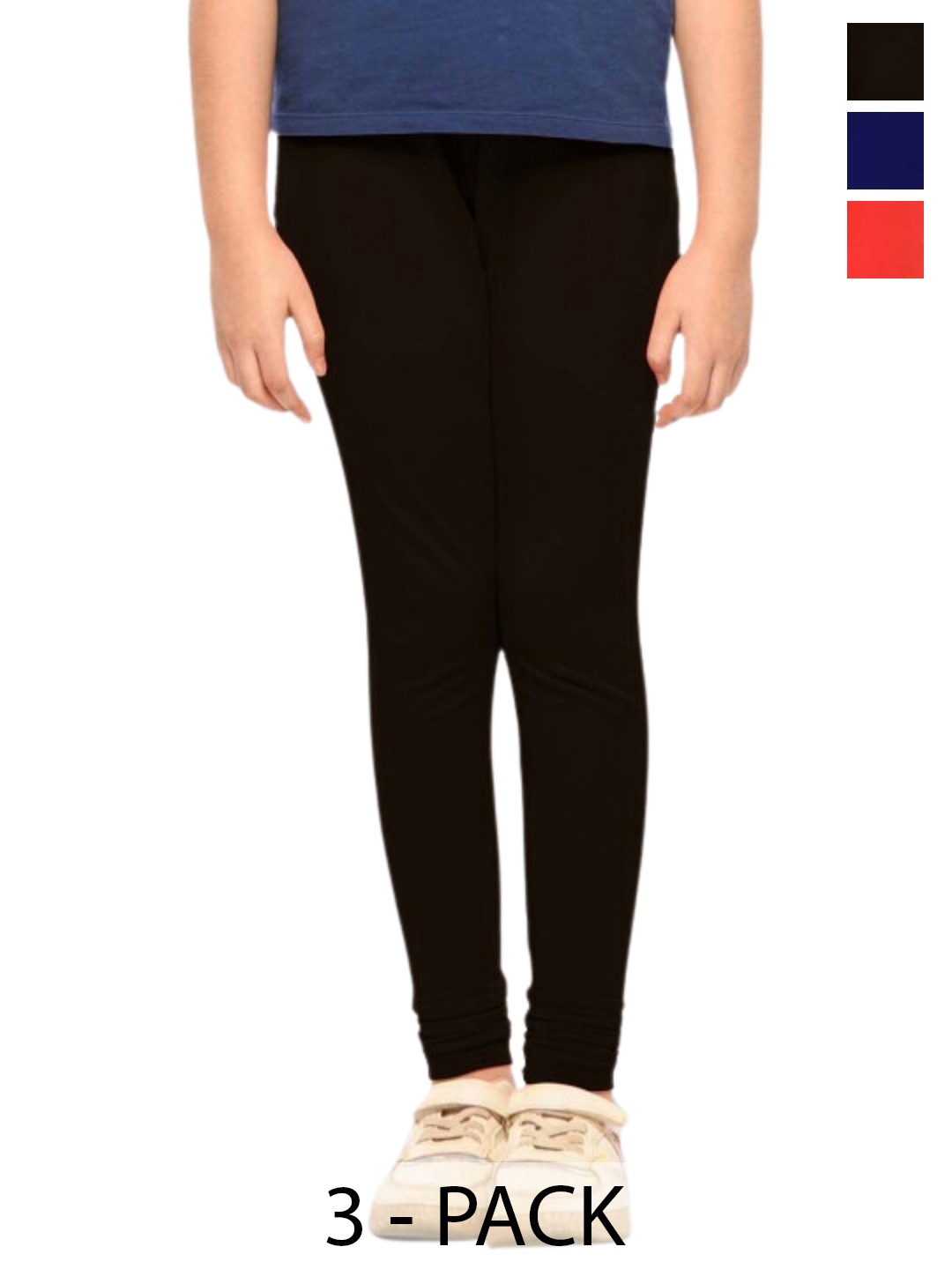 

Tik Tok WEARS Girls Pack Of 3 Churidar Length Leggings, Black