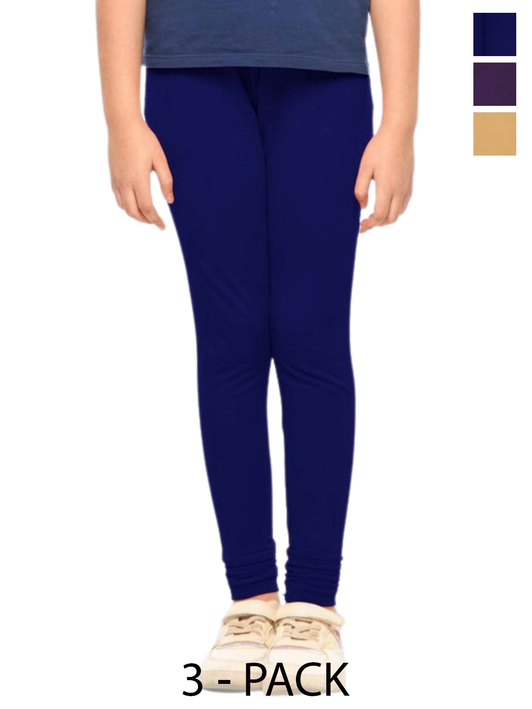 

Tik Tok WEARS Girls Pack Of 3 Churidar Length Leggings, Blue