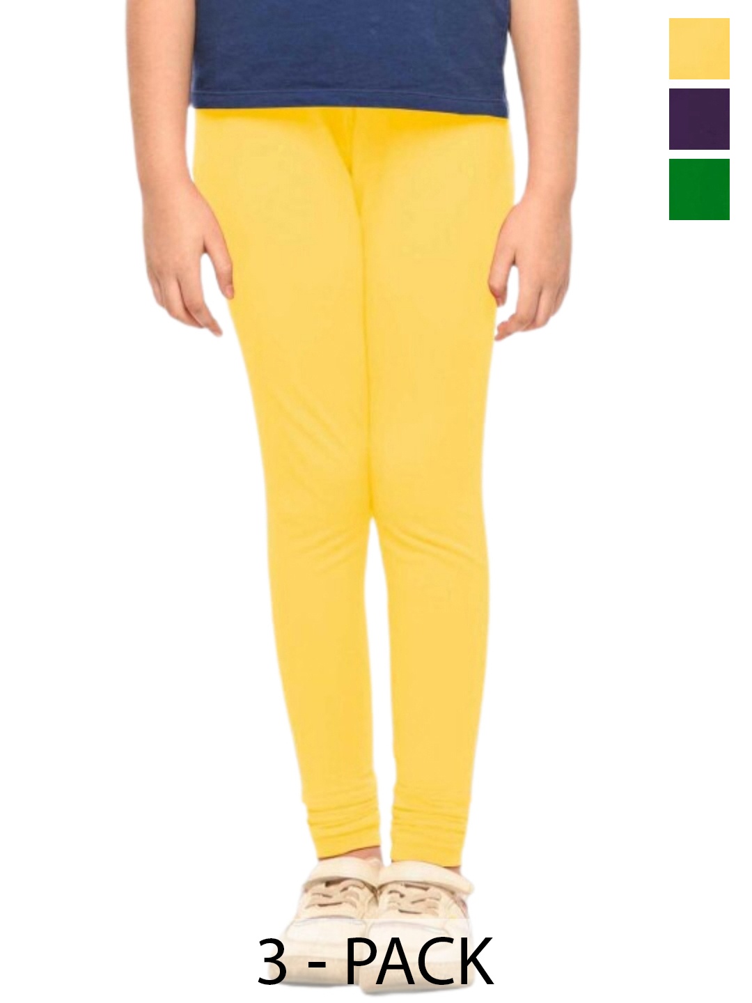 

Tik Tok WEARS Girls Pack Of 3 Churidar-Length Leggings, Purple