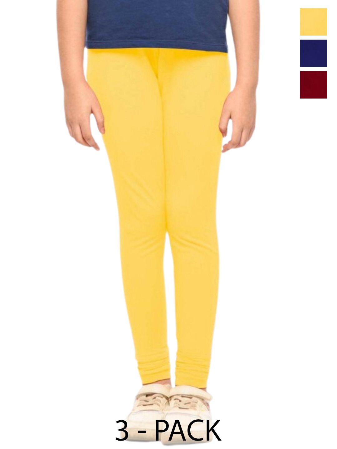 

Tik Tok WEARS Girls Pack Of 3 Mid-Rise Churidar Length Leggings, Yellow