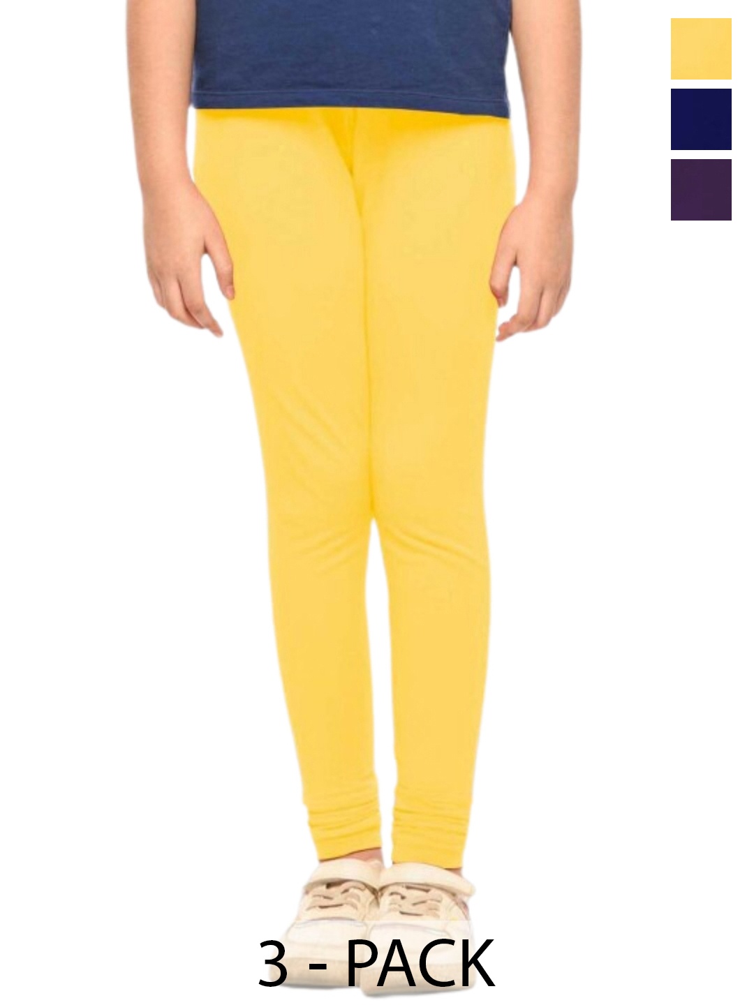 

Tik Tok WEARS Girls Pack Of 3 Churidar Length Leggings, Yellow