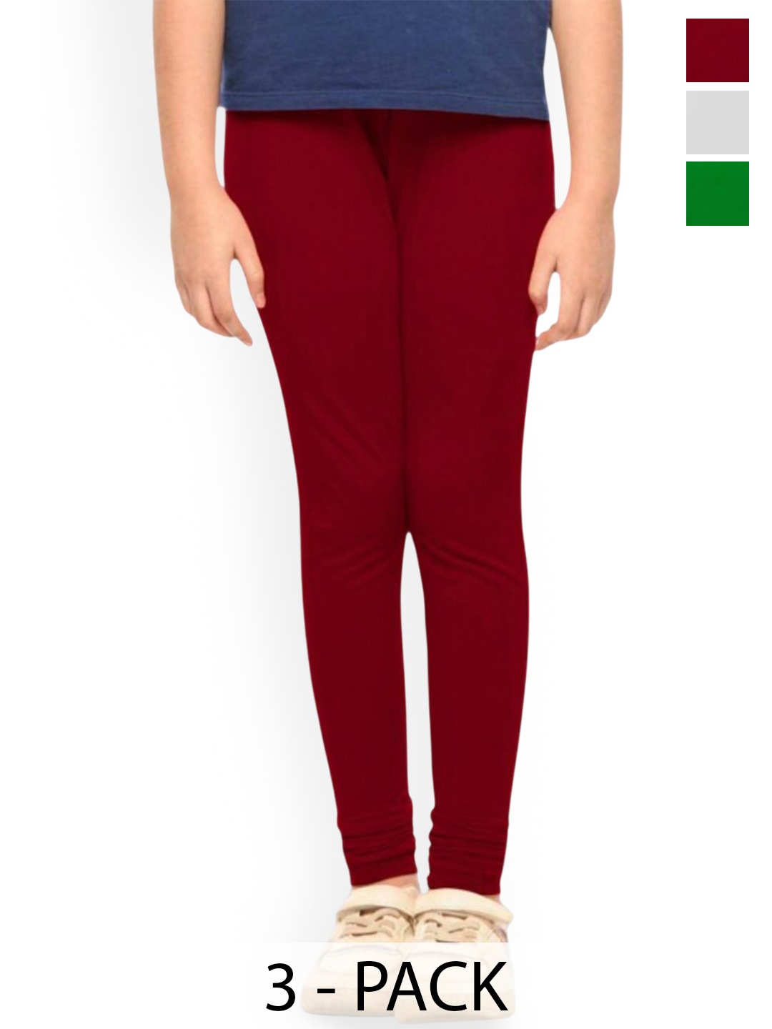 

Tik Tok WEARS Girls Pack Of 3 Churidar Length Leggings, White