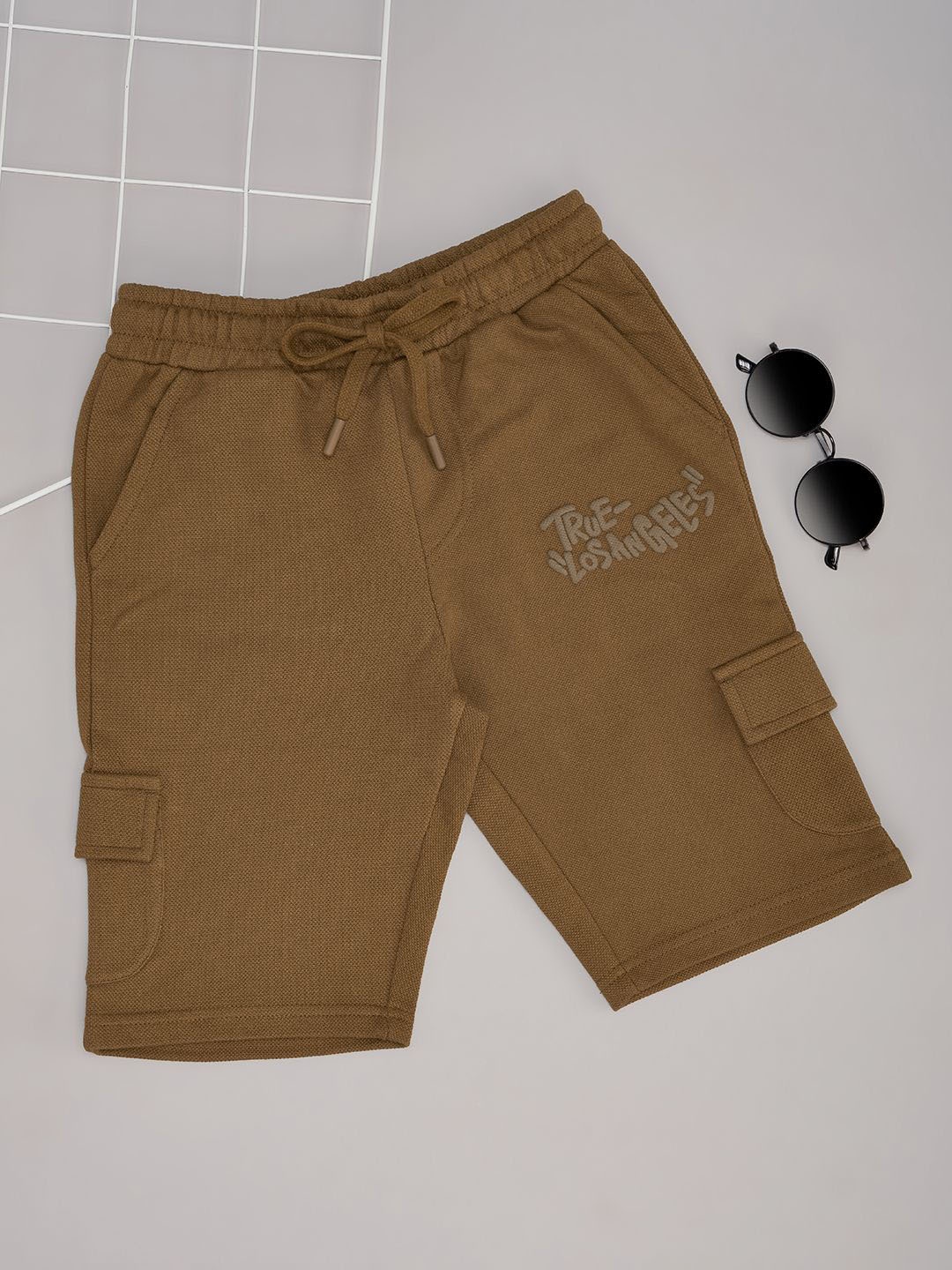 Pantaloons Junior Boys Cotton Cargo Shorts, Brown