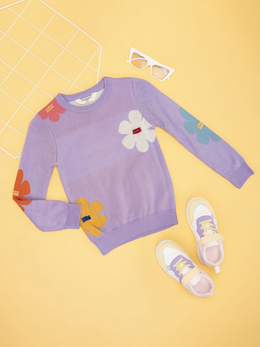 

Pantaloons Junior Girls Floral Printed Pullover Sweater, Purple