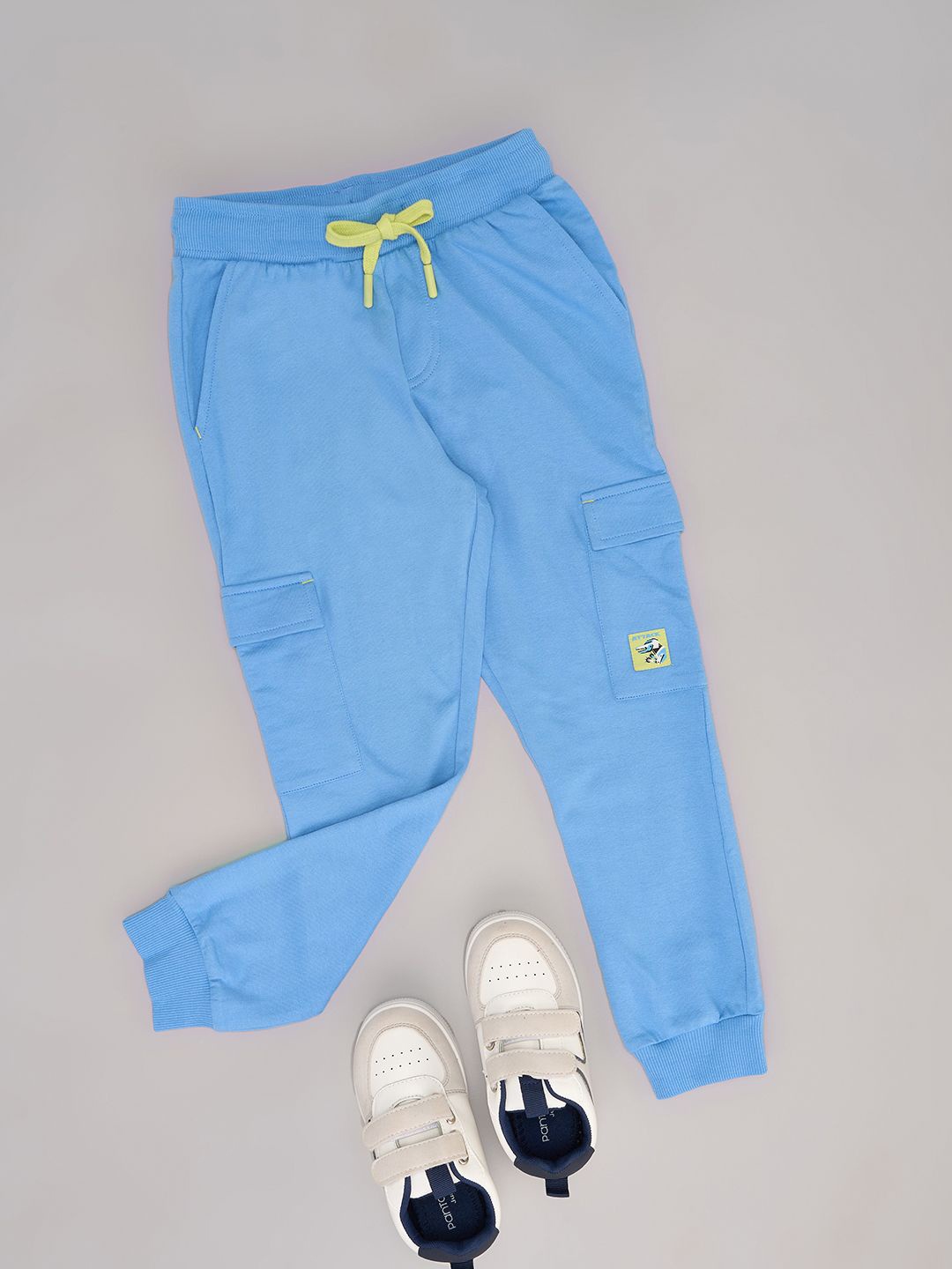 

Pantaloons Junior Boys Pure Cotton Mid Rise Joggers, Blue