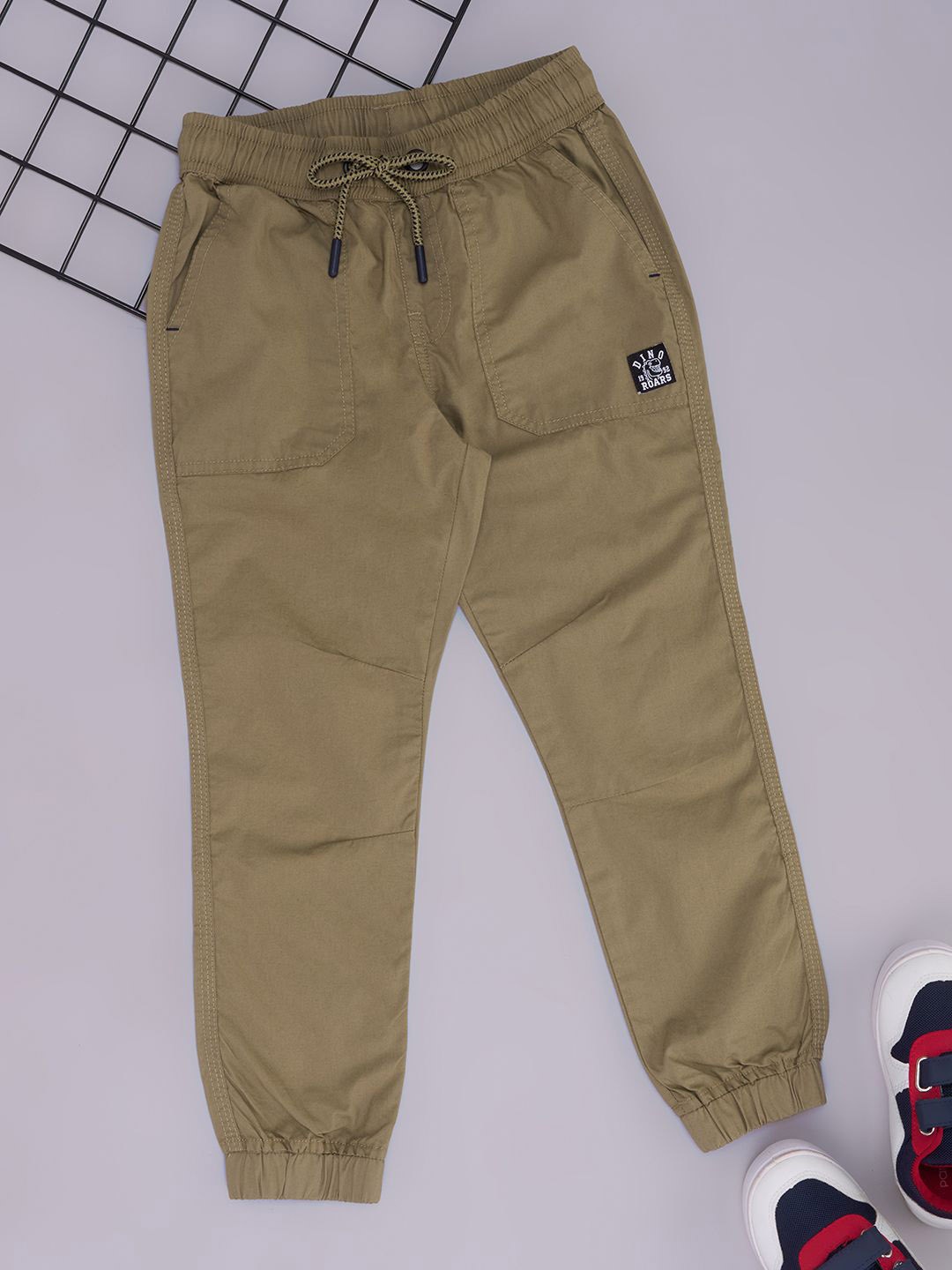 

Pantaloons Junior Boys Regular Fit Cotton Joggers, Khaki