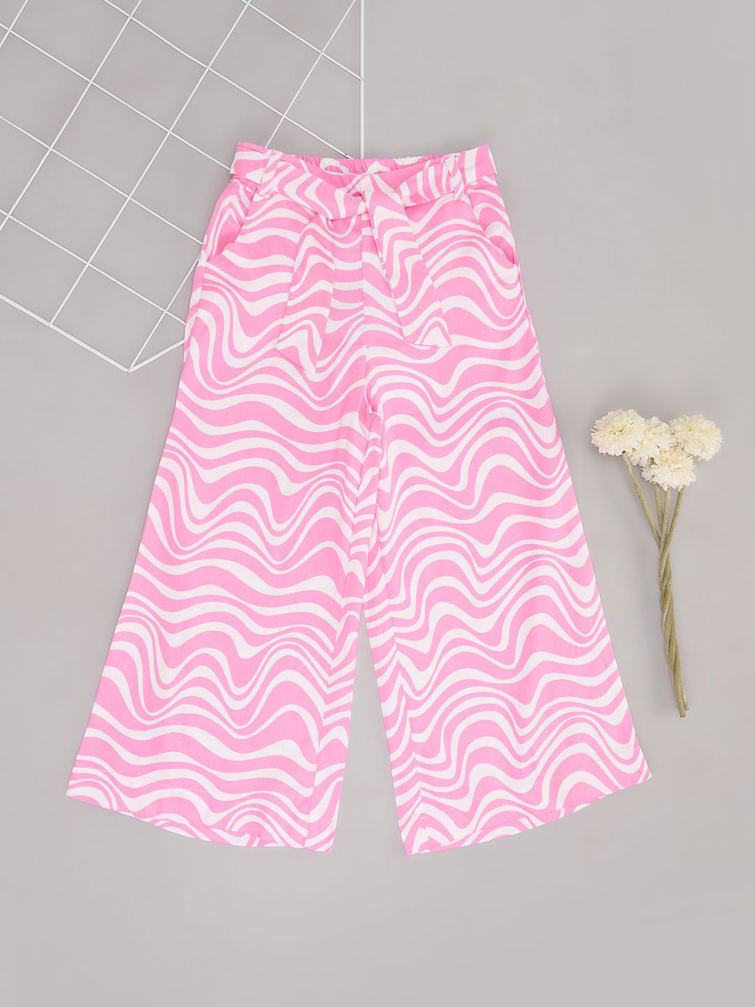

Pantaloons Junior Girls Abstract Printed Flared Track Pants, White