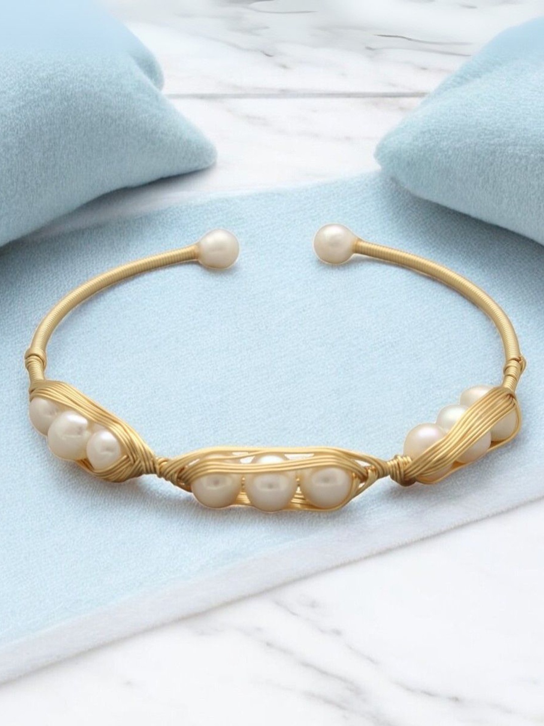 

Sri Jagdamba Pearls Dealer Gold-Plated Beaded Cuff Bracelet