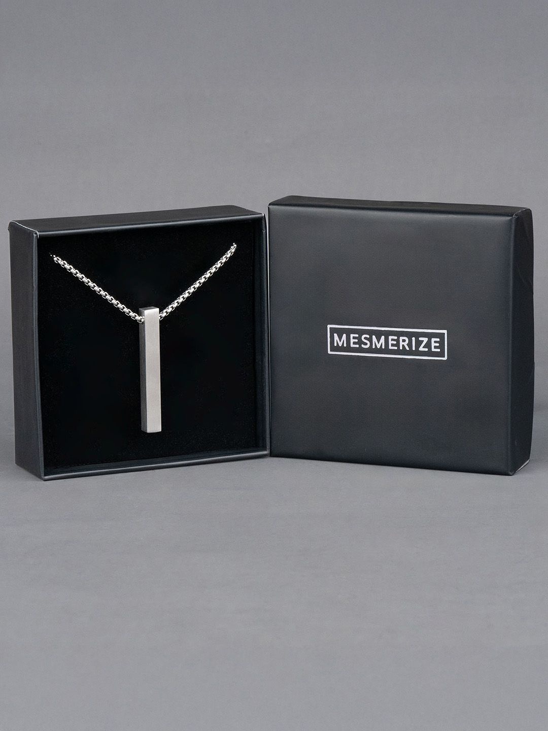 

Mesmerize Men Stainless Steel Bar Pendant With Chain, Silver