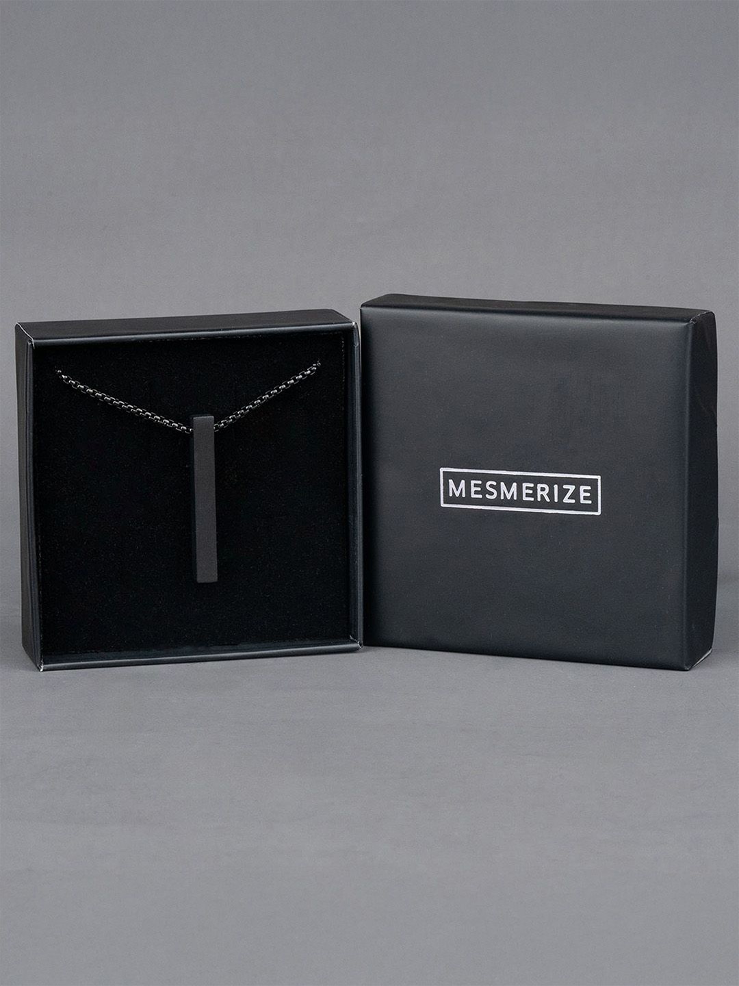 

Mesmerize Men Stainless Steel Bar Pendant With Chain, Black