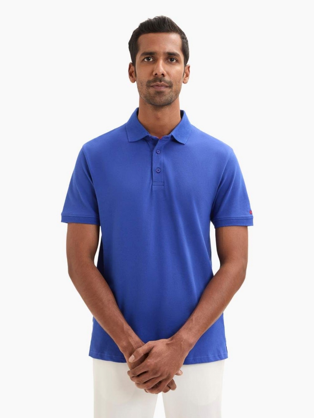 

Ludic Men Solid Polo Collar Cotton T-shirt, Blue
