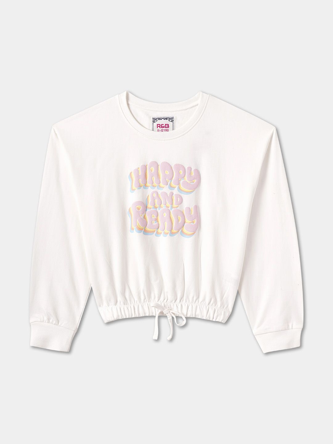 

R&B Girls Typography Printed Sweatshirt, White