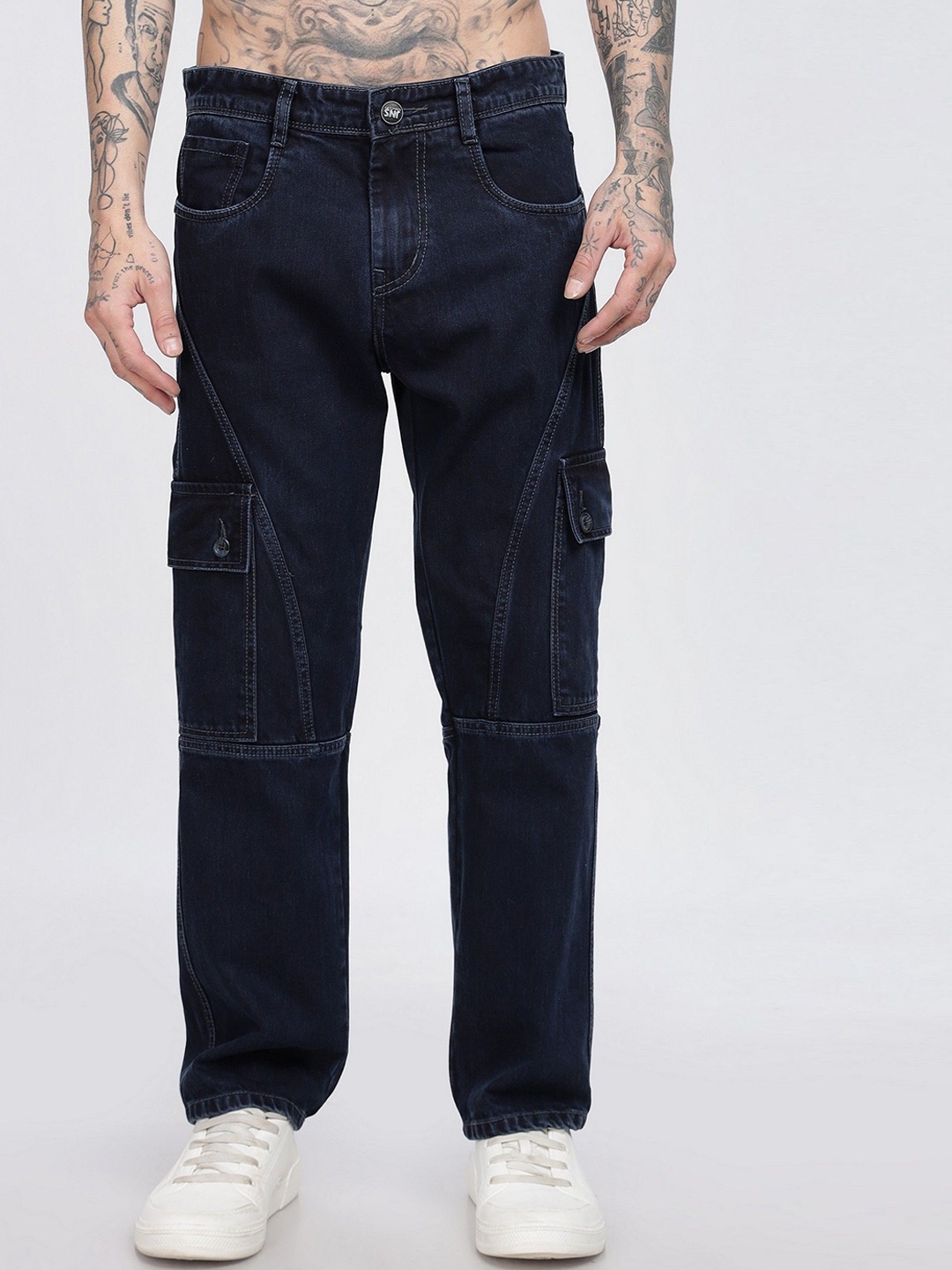 

BEVDAAS Men Relaxed Fit High-Rise Cotton Jeans, Blue