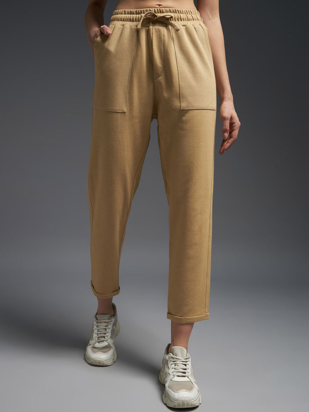 

MKH Women Mid Rise Track Pants, Beige