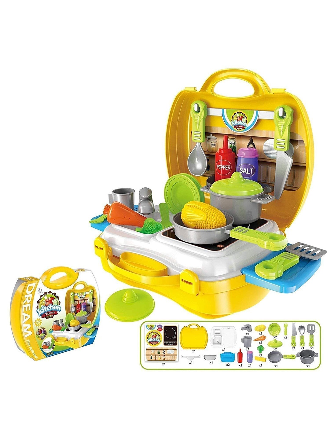 

AR Kids Toys Plastic Portable Cooking Kitchen Play Set, Green