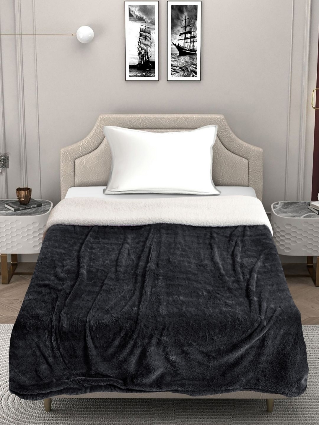 

FABINALIV Black Woollen Mild Winter 600 GSM Single Bed Comforter