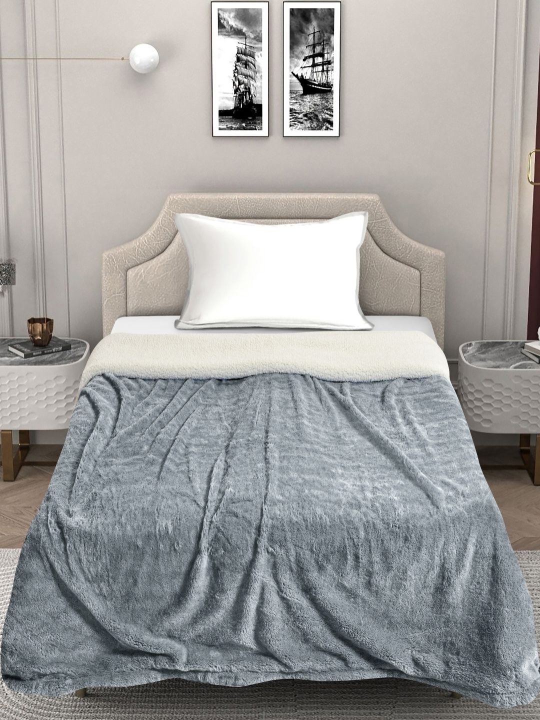 

FABINALIV Grey Woollen Mild Winter 600 GSM Single Bed Comforter