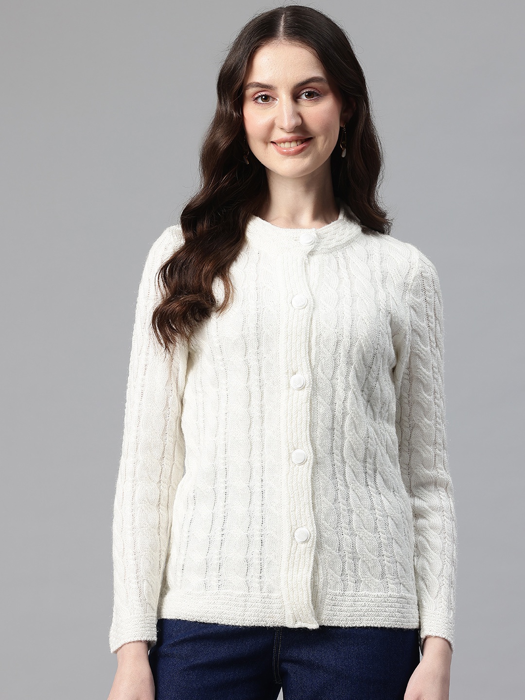 

Pierre Carlo Women Cable Knit Cardigan, White