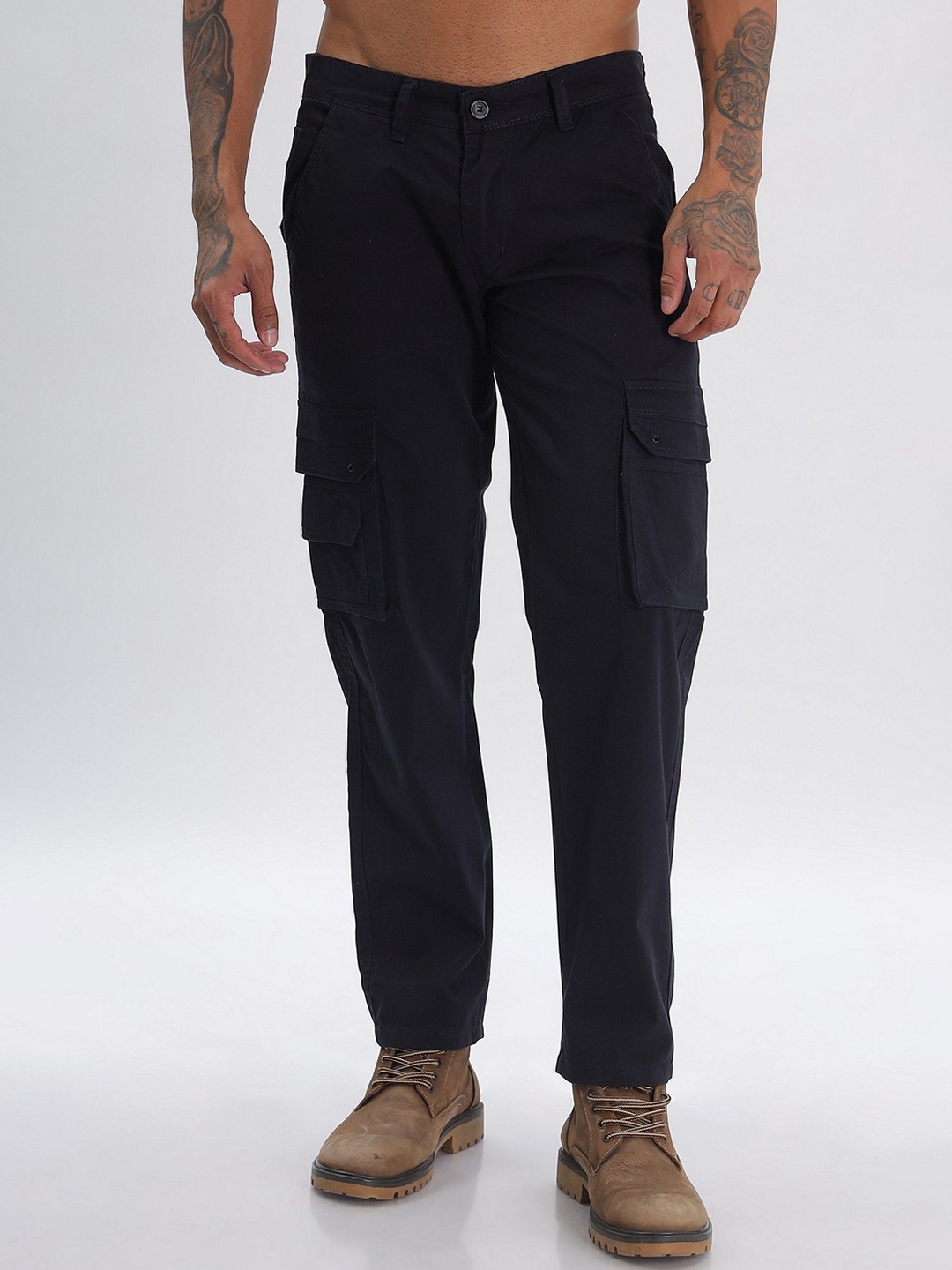 

BEVDAAS Men Relaxed Fit High-Rise Stretchable Jeans, Navy blue