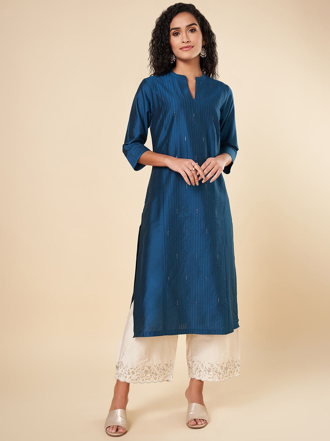 

RANGMANCH BY PANTALOONS Women Thread Work Anarkali Kurta, Blue