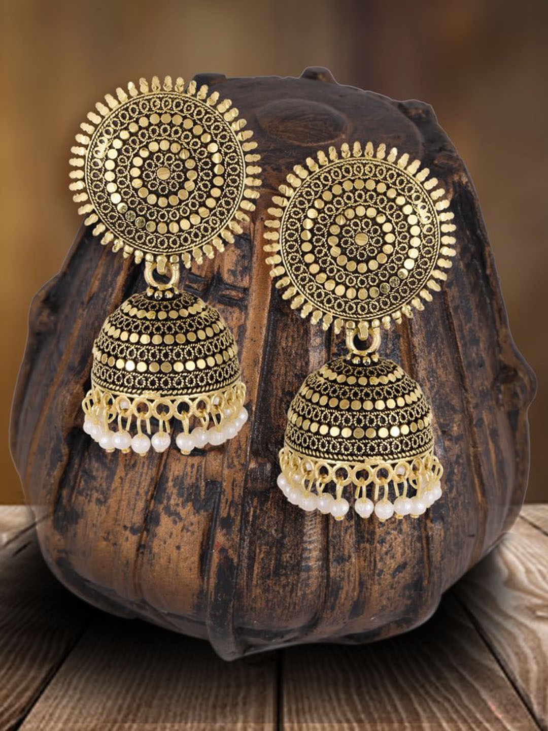 

DIVASTRI Circular Jhumkas Earrings, Gold