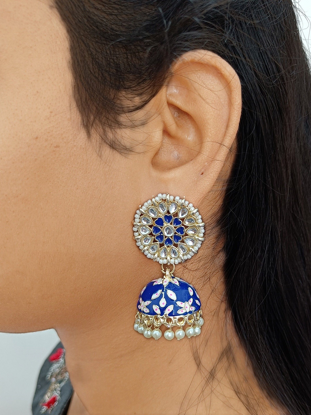 

Knigght Angel Jewels Contemporary Jhumkas Earrings, Blue