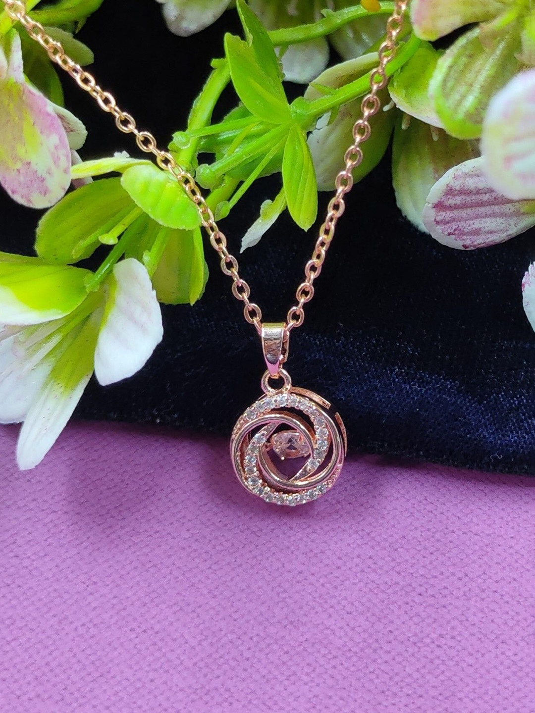 

Knigght Angel Jewels Gold-Plated Circular Pendants, Rose gold