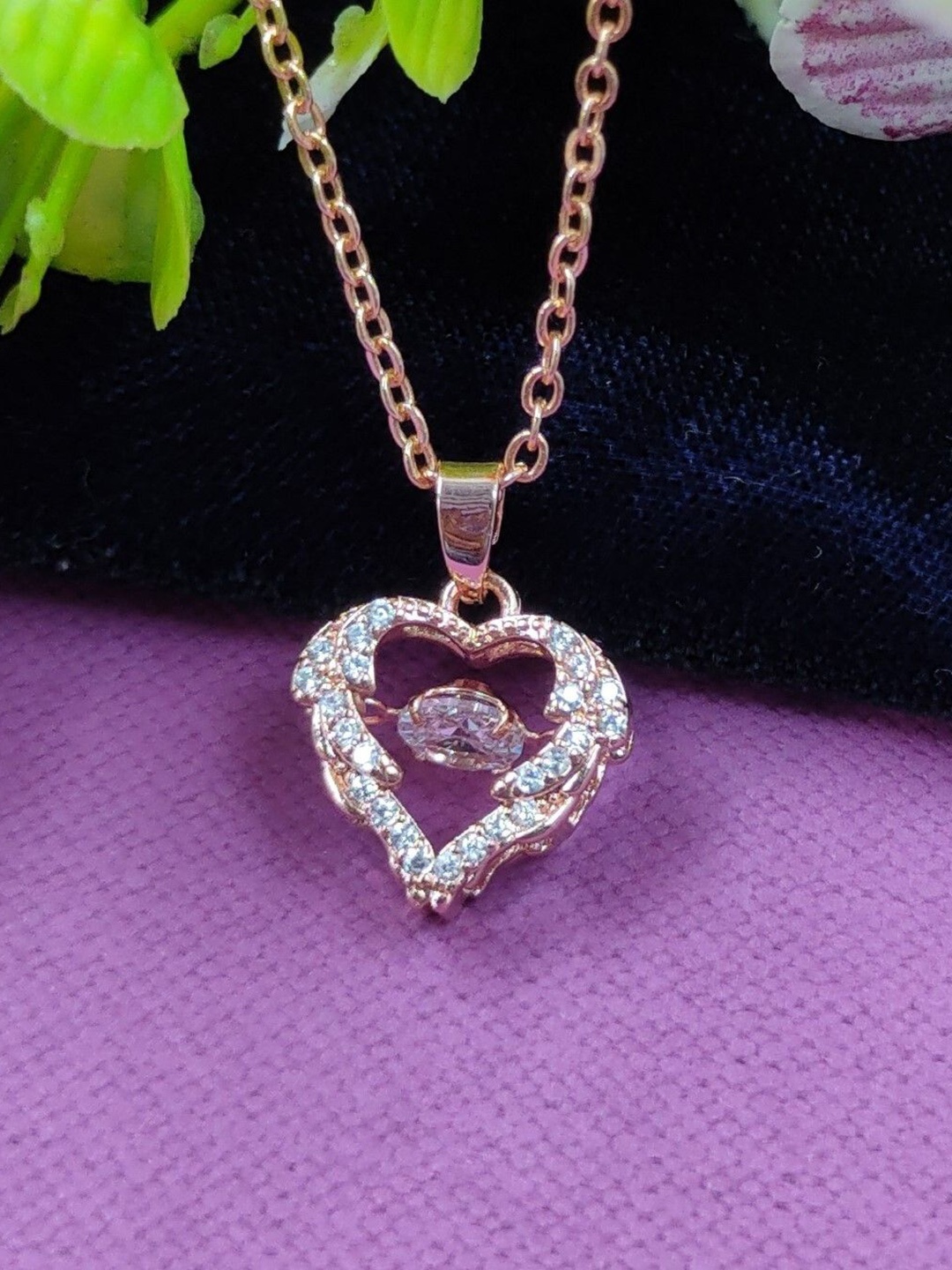 

Knigght Angel Jewels Gold-Plated Triangular Pendants, Rose gold