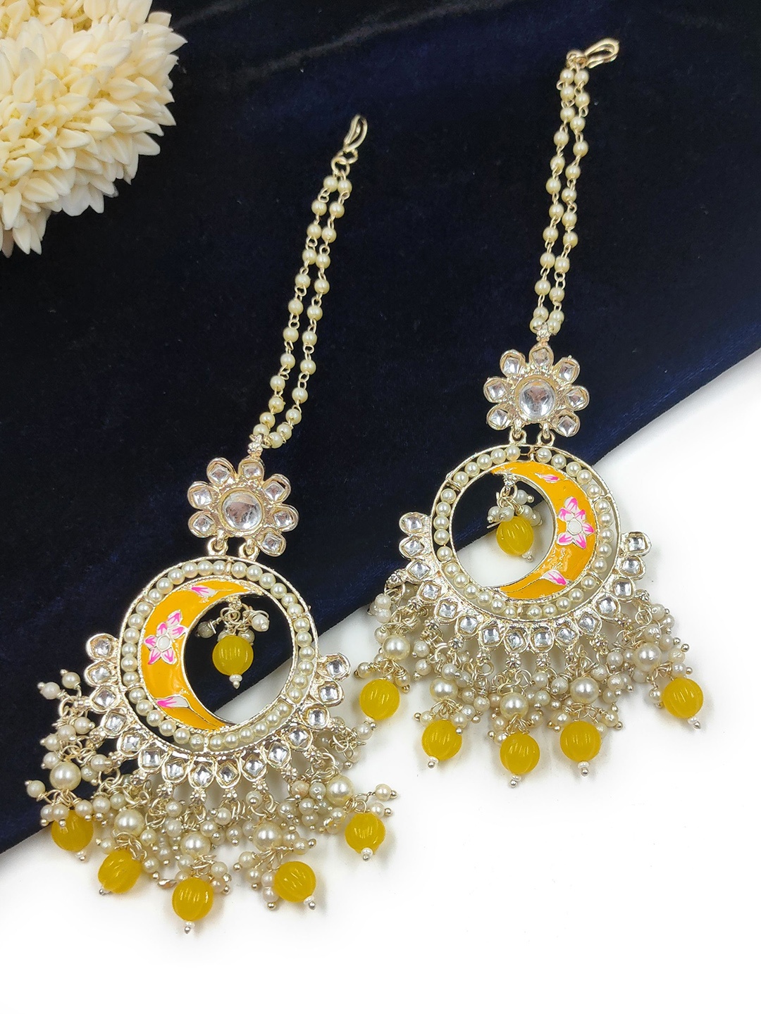 

Knigght Angel Jewels Contemporary Chandbalis Earrings, Yellow