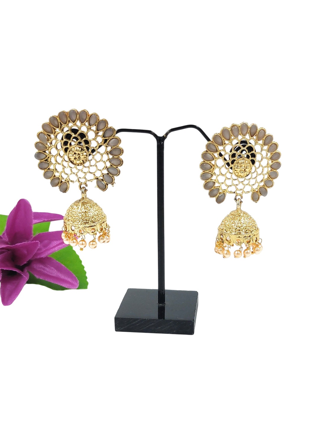 

Knigght Angel Jewels Contemporary Jhumkas Earrings, Grey