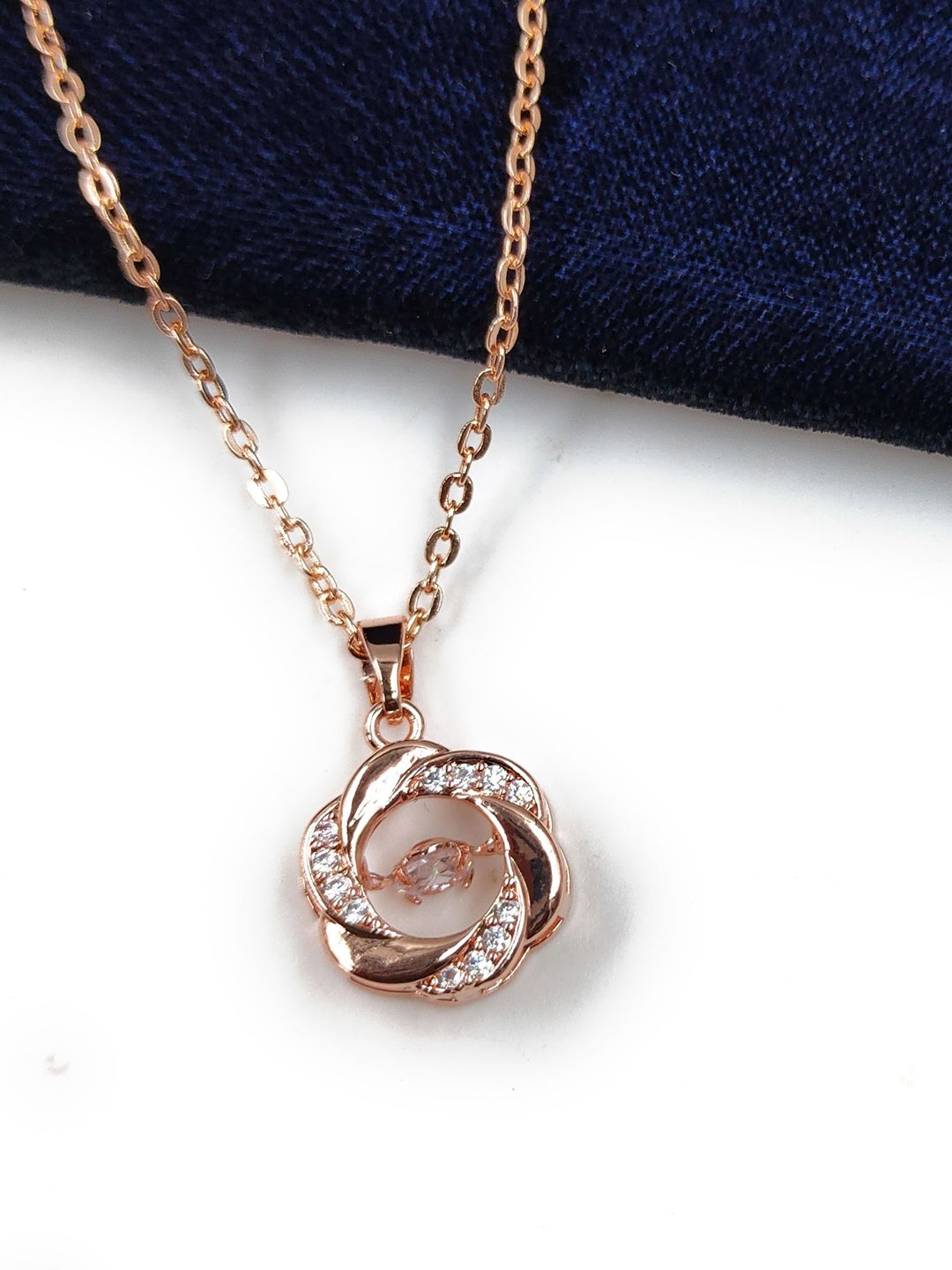 

Knigght Angel Jewels Rose Gold-Plated Floral Pendants with Chains