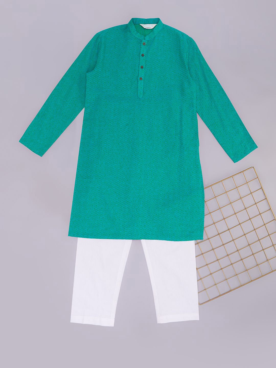 

indus route by Pantaloons Boys Regular Kurta with Pyjamas, Teal