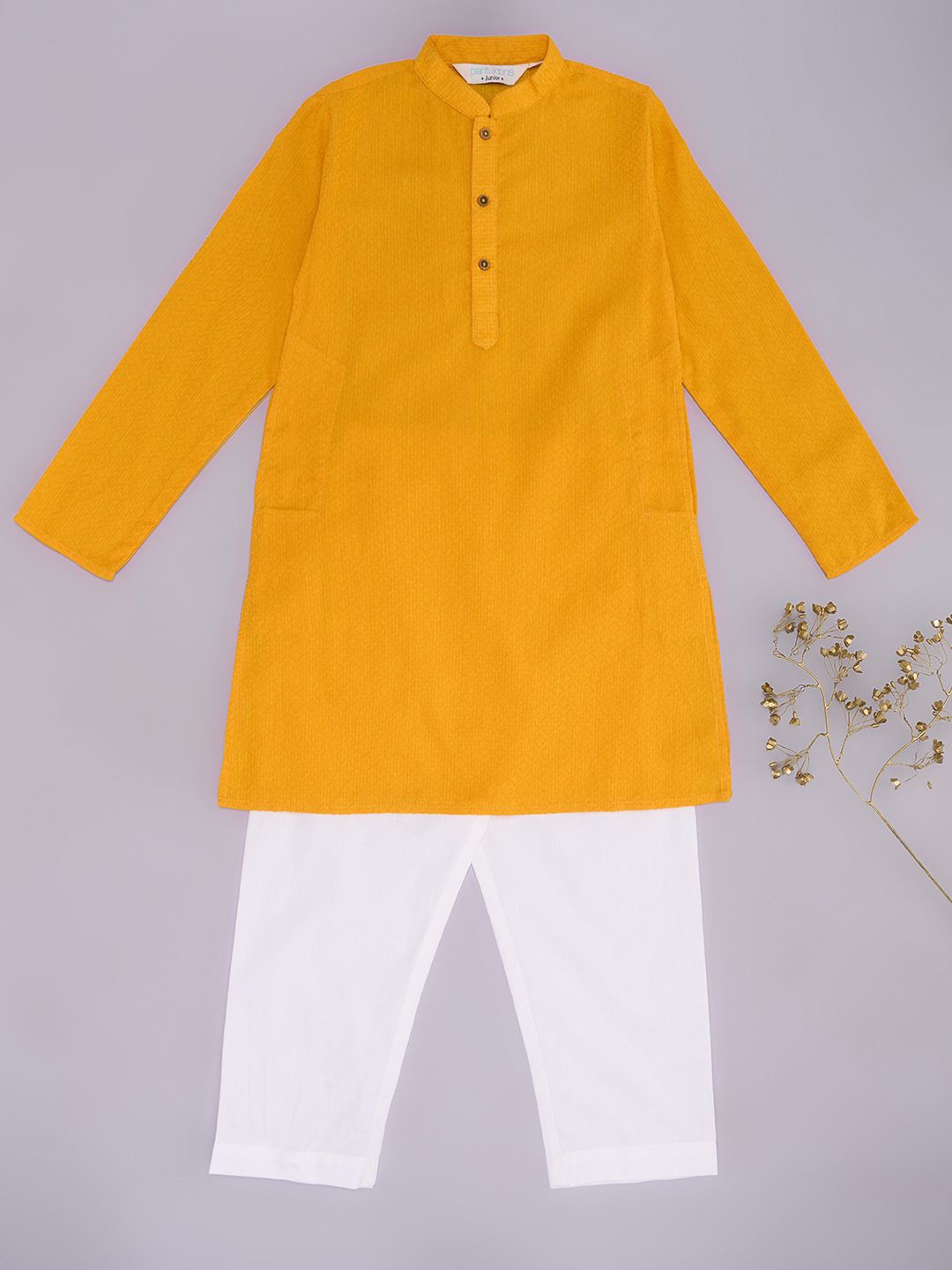 

indus route by Pantaloons Boys Regular Kurta with Pyjamas, Mustard