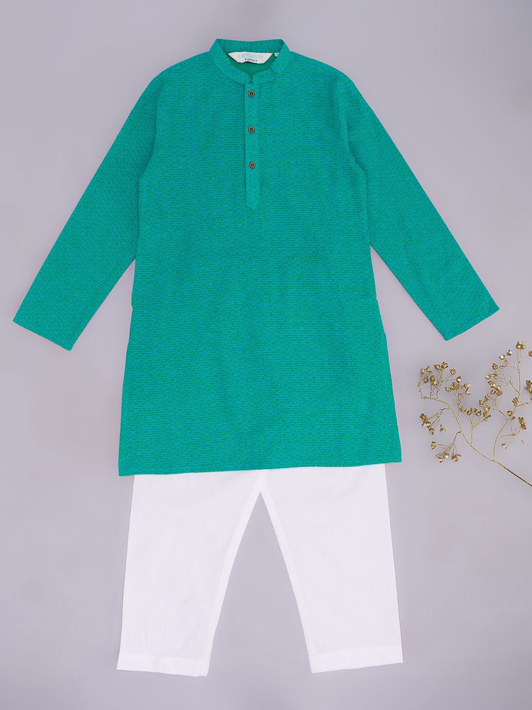 

indus route by Pantaloons Boys Regular Kurta with Pyjamas, Teal