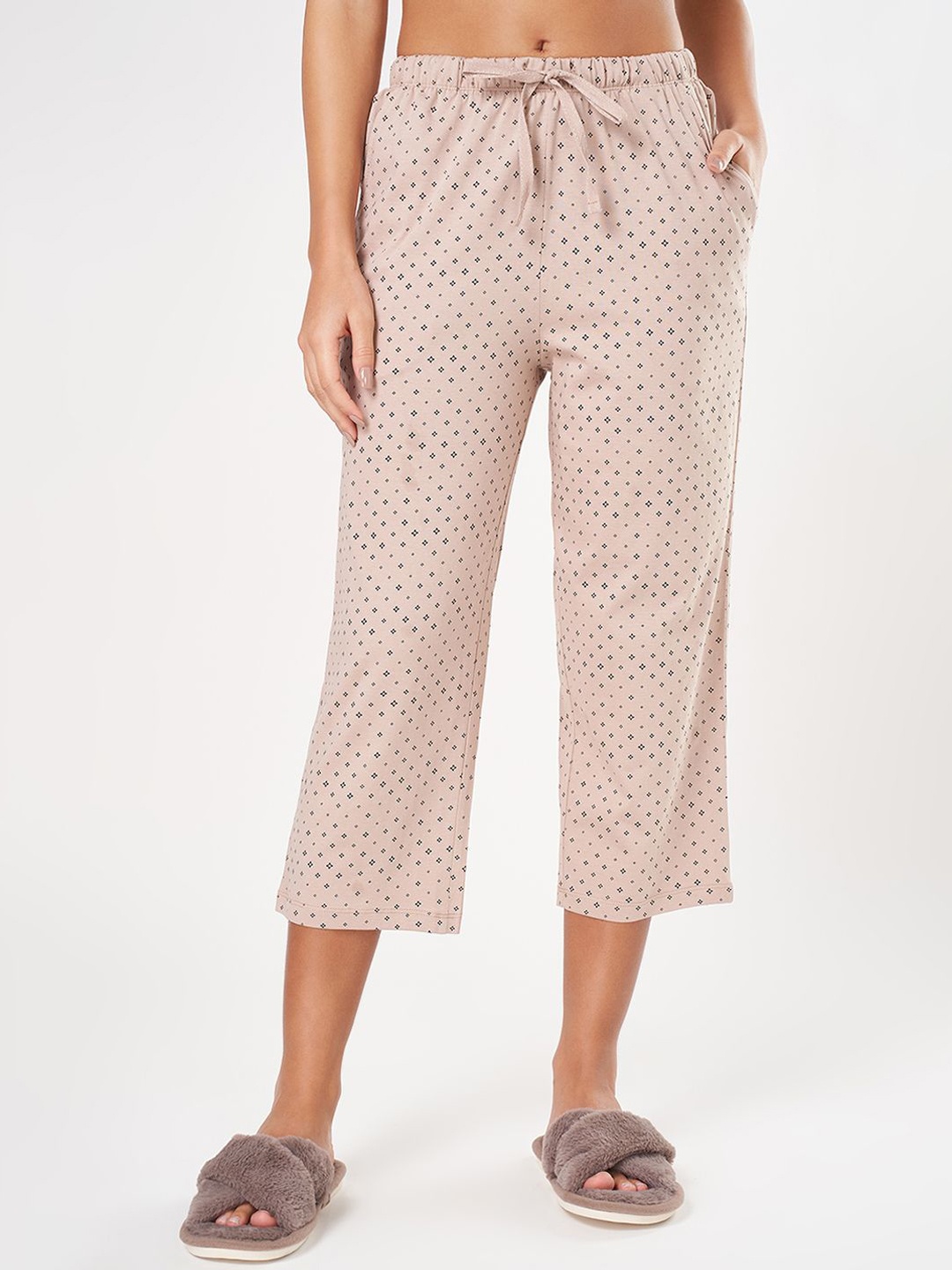 

Dreamz by Pantaloons Printed Pure Cotton Straight Lounge Pant, Brown
