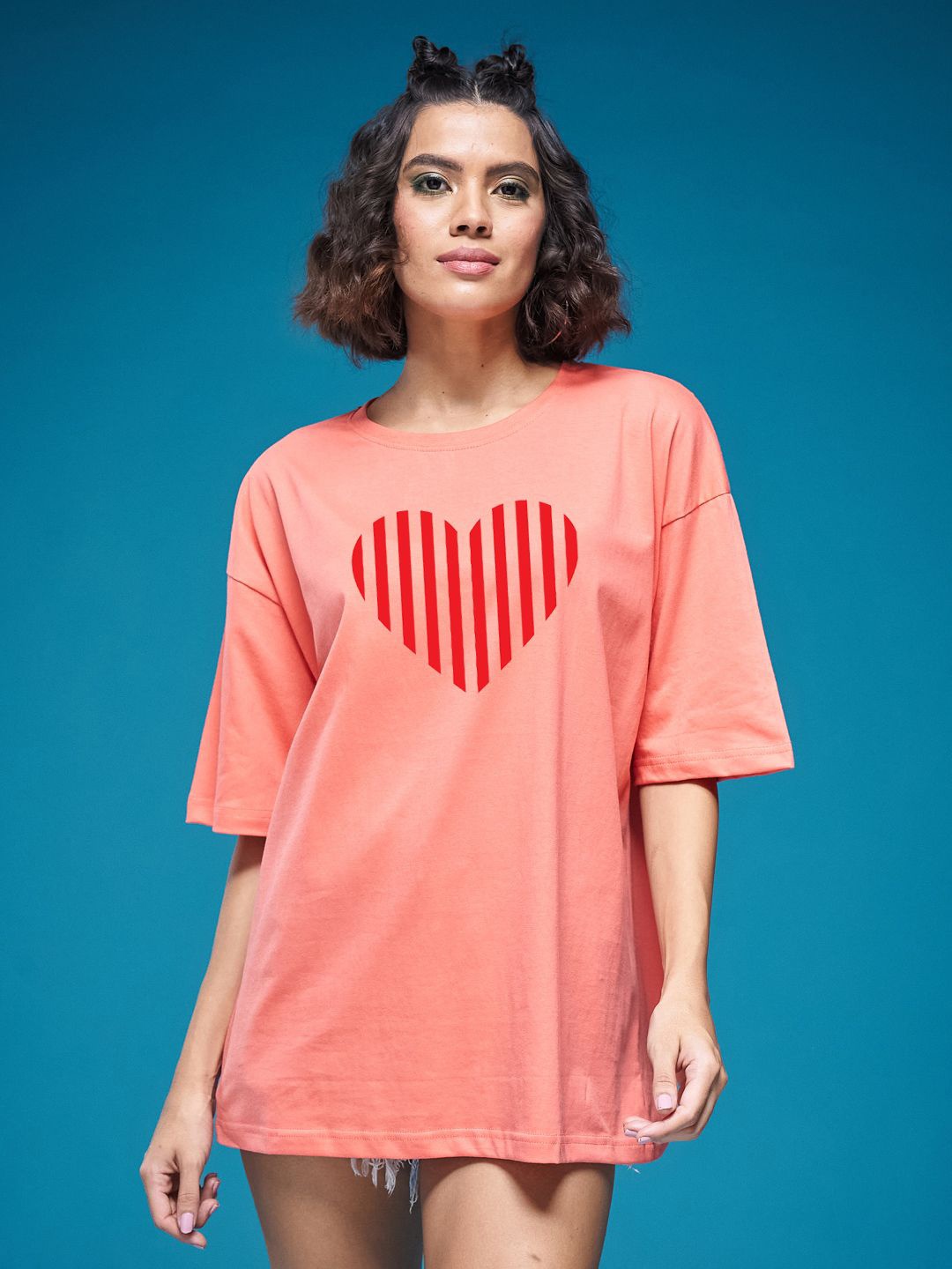 

SMARTEES Women Printed T-shirt, Peach