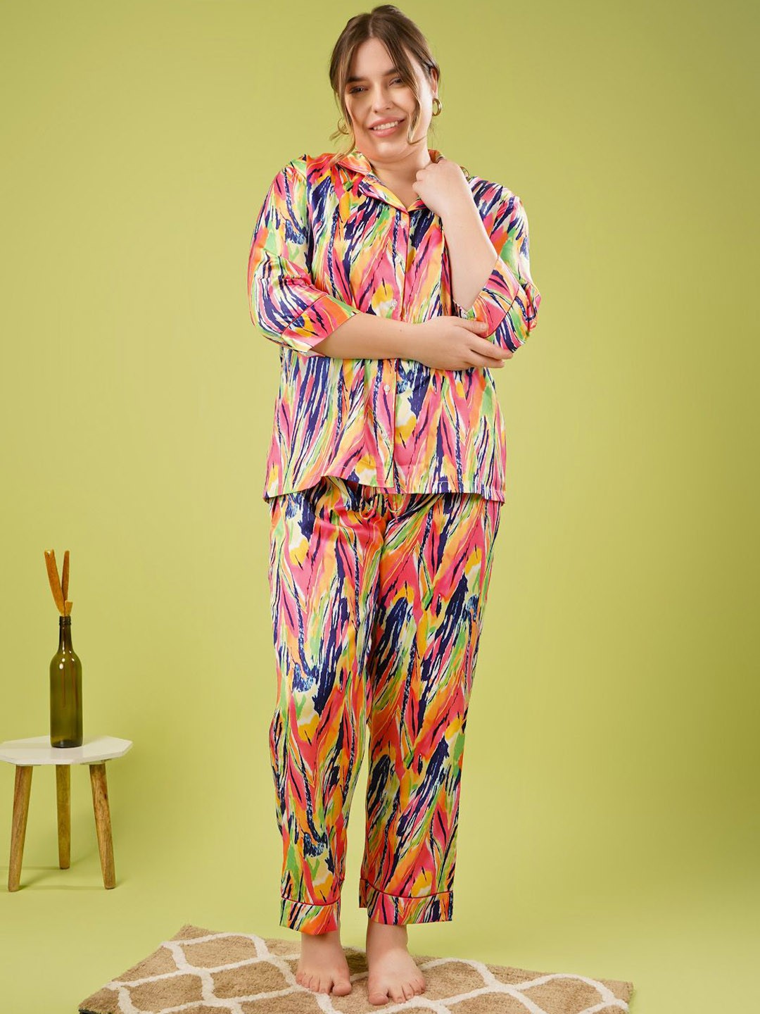 

MOOBA Women Printed Night suit, Pink