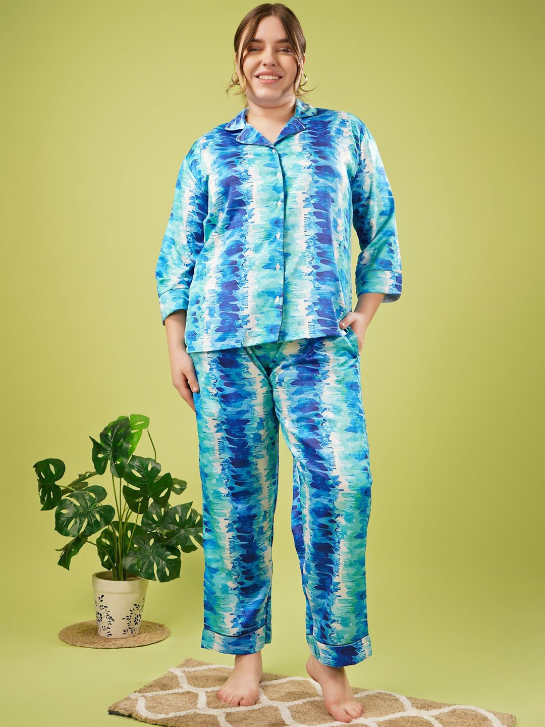 

MOOBA Women Printed Night suit, Blue