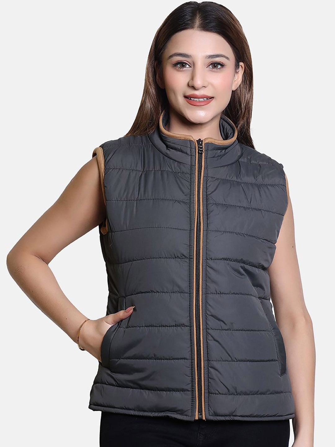 

BAESD Women Striped Lightweight Padded Jacket, Grey