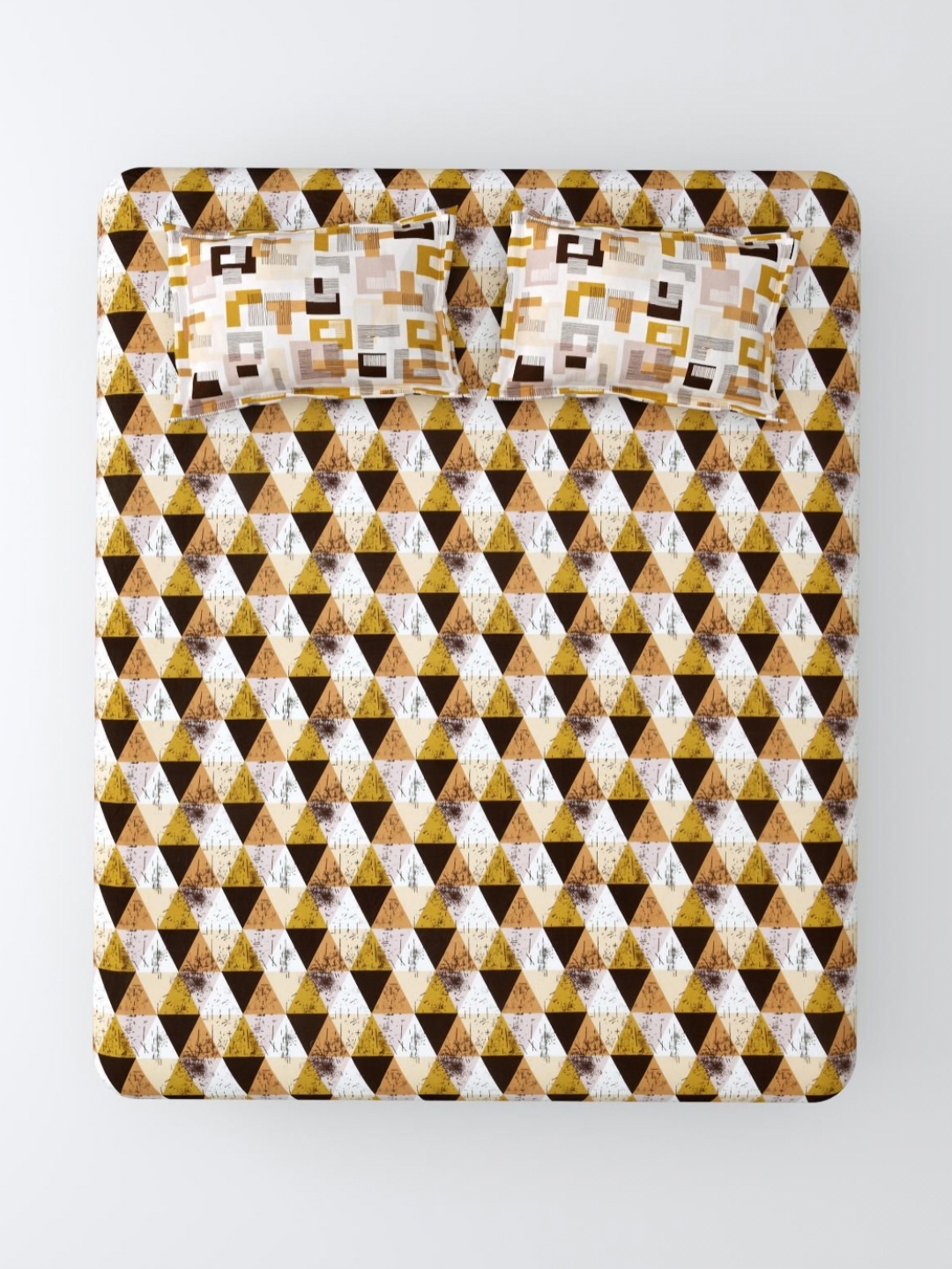 

Aura Yellow & Brown Geometric 120 TC King Bedsheet with 2 Pillow Covers