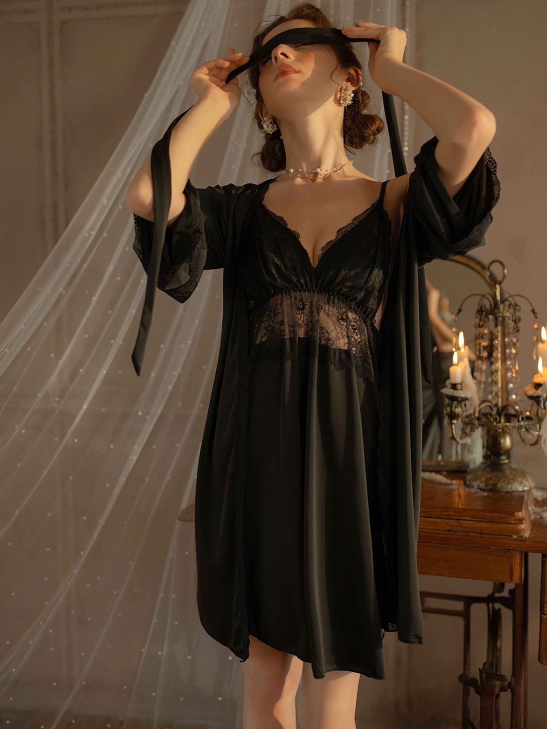 

Ms.Lingies Satin Baby Doll with Asymmetric, Black