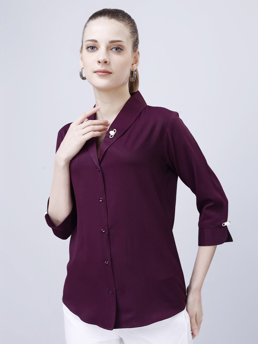 

Aanys Culture Women Opaque Casual Shirt, Maroon