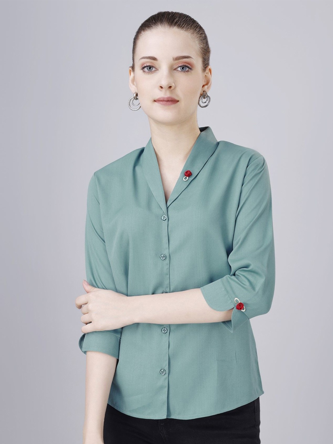 

Aanys Culture Women Opaque Casual Shirt, Green
