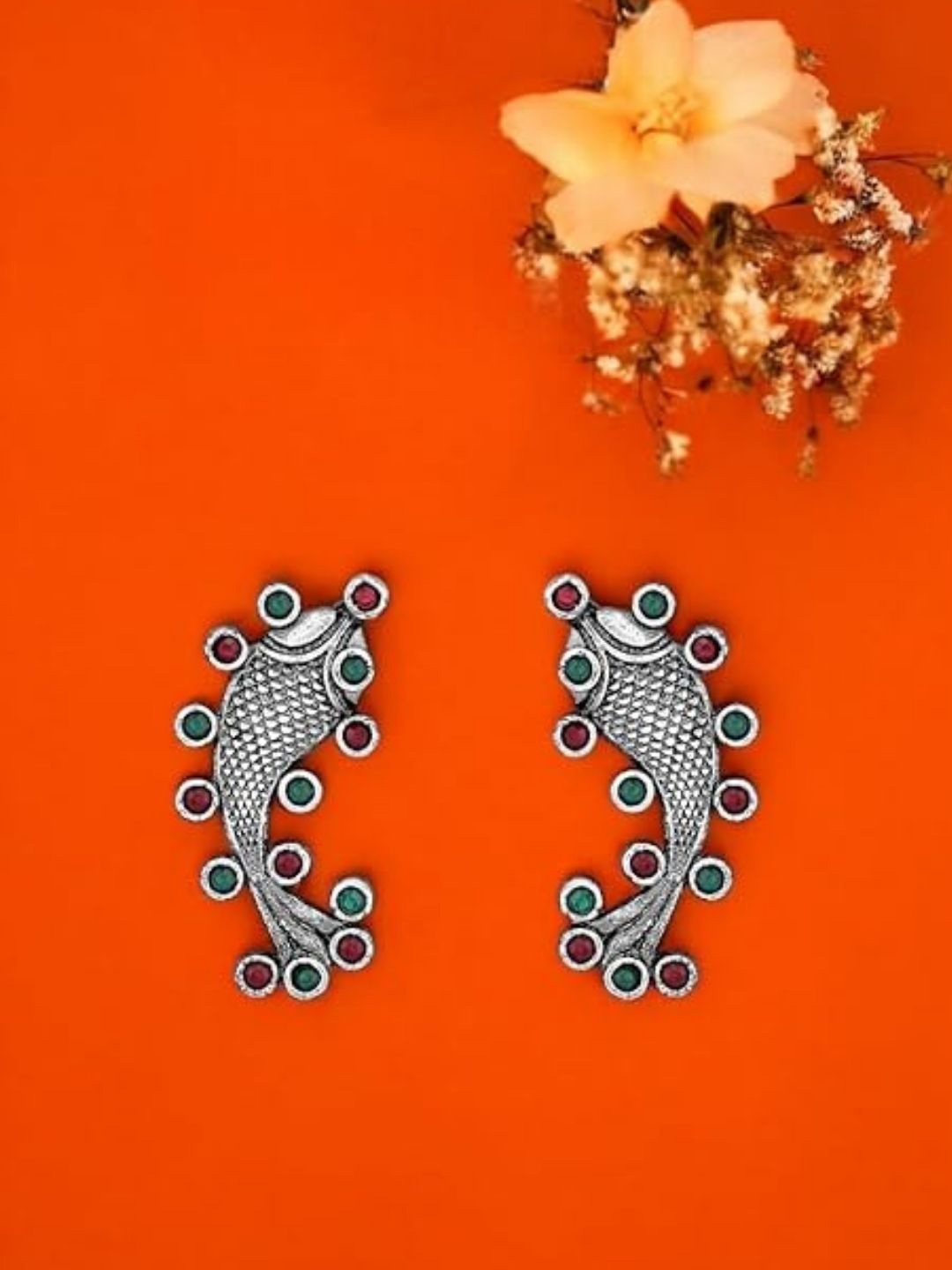 

Sangria Silver-Plated Stone Studded Stud Earrings