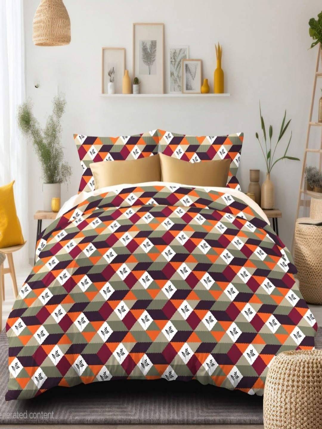 

Siroki Bond Orange & White Geometric 180 TC Single Bedsheet with 1 Pillow Covers