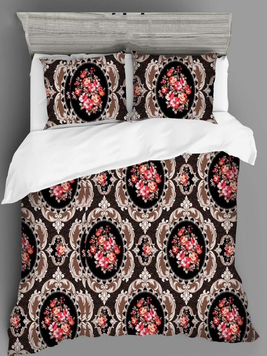 

Siroki Bond Brown & Red Floral 210 TC Queen Bedsheet with 2 Pillow Covers