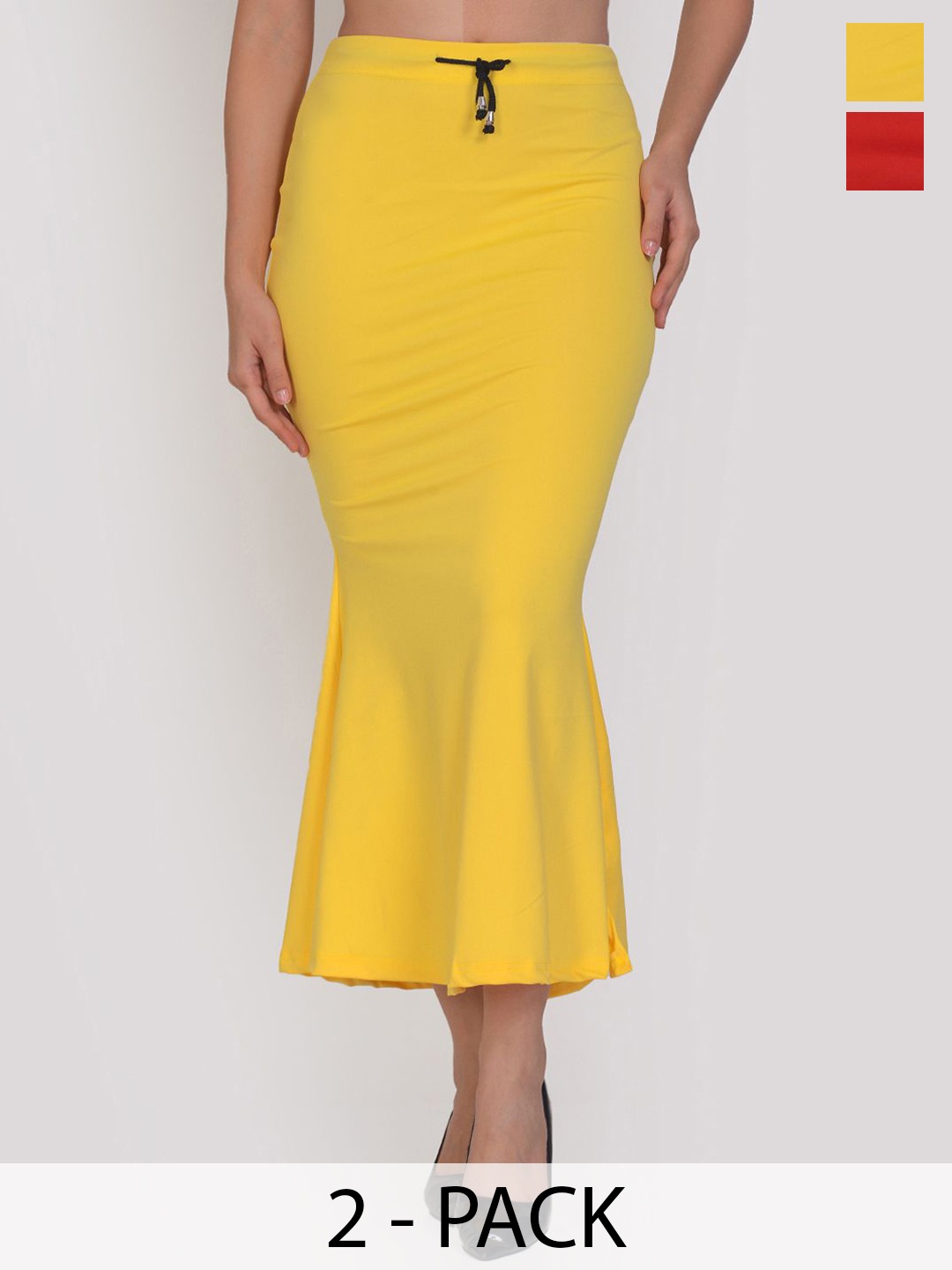 

HOT BEES Women Pack of 2 Stretchable Solid Saree Shapewear, Yellow